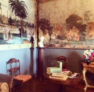 One of the rooms in the winery, with a hand-painted wall done in the 1800s.